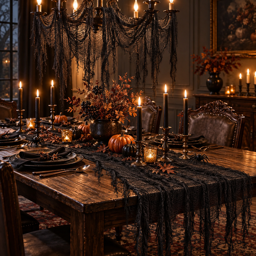 Black Creepy Gauze Halloween Cloth